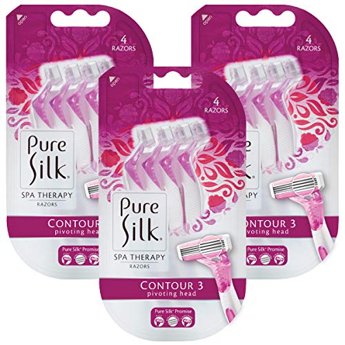 Pure Silk Contour 3 Premium Disposable Razor, 4 Count