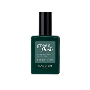 Manucurist Green Flash Top Coat - Vegan LED Gel Nail Polish Top Coat - 12-Free - Up to 84% Bio-Sourced Ingredients - Made in France - 0.5 fl oz Bottle