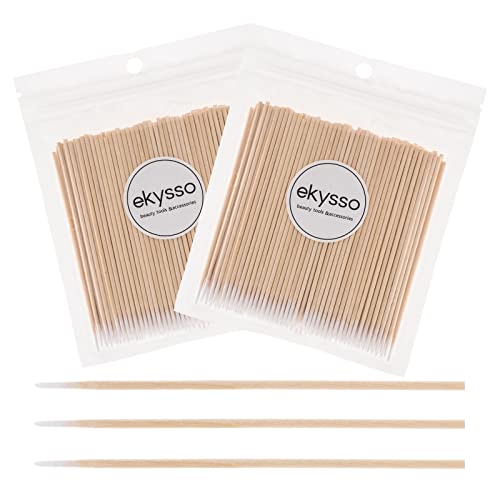 600 Counts 4 Inch Microblading Cotton Swabs, Microblading Supplies, Cotton Tipped Applicators with Wooden Stick, Pointed Cotton Swabs, Pointy Cotton Buds, Precision Cotton Sticks for Makeup