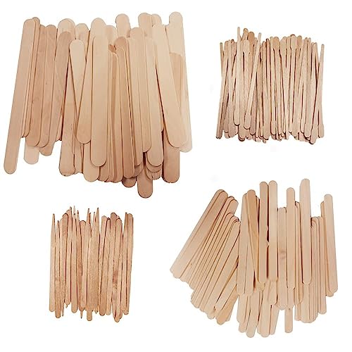 DOSIMIIN 4 Style Assorted Wooden Waxing Sticks 300 pack, Hair Removal Sticks Applicator,Spatulas, For Brazilian waxing and Eyebrow and Small to Large area