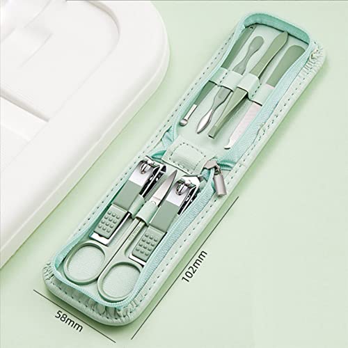 Professional Nail Clipper Pedicure Set?Manicure Set Personal Care, Nail Clipper Kit,Nail Tools with Luxurious Travel Case, Gifts for Men Women Family Friend,Green (7 Pieces)