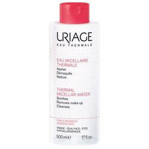 URIAGE Thermal Micellar Water for Sensitive Skin 17 fl.oz. | Oil- free Cleansing Care - Gentle Makeup Remover, Suitable for Sensitive Skin | Removes Excess of Dirt and Makeup While Soothing the Skin