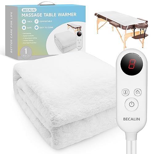 Massage Table Warmer Heating Pad Professional SPA Massage Bed Warmer with 8 Timer & 6 Heat Settings & Overheat Protection for Massage Bed & Spa, Thickened & Soft Fleece, 31