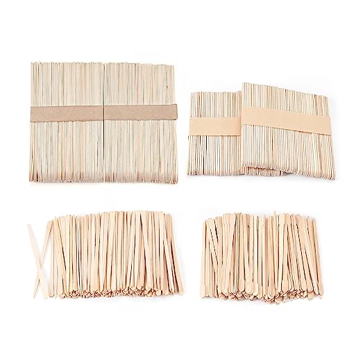 1200Pcs Wooden Wax Sticks, 4 Style Assorted Wood Waxing Sticks for Body Legs Face Waxing Applicator Sticks Eyebrow Wax Spatula Applicator for Hair Removal and Wood Craft Sticks