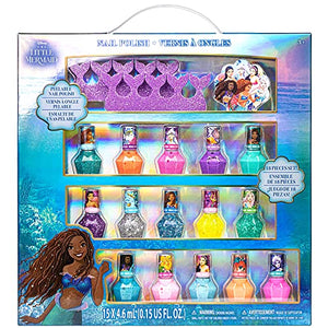 Townley Girl Disney The Little Mermaid Ariel Kids Washable Nail Polish Set, Pretend Play Makeup Beauty Set Birthday Toys Gift for 3 4 5 6 7 8 9 10 11 12 Years Old Kid