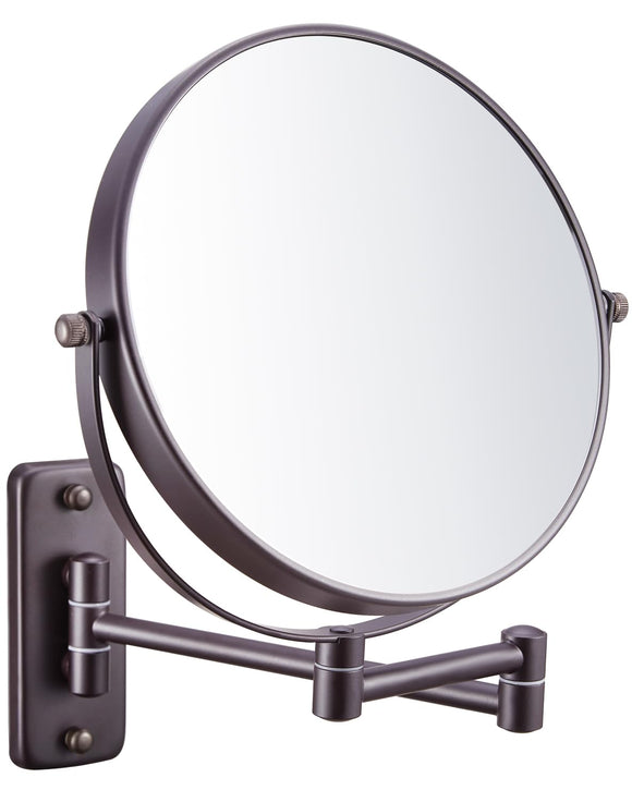 DECLUTTR Wall Mounted Makeup Mirror, 1X/7X Magnifying Mirror, 360° Swivel Double Sided Extendable Bathroom Mirror for Shaving, Bronze