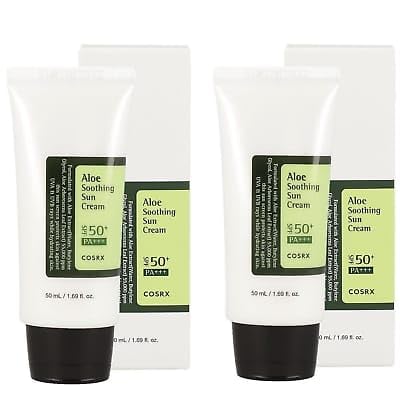 Cosrx Aloe Soothing Sun Cream SPF 50 PA+++ (2-Pack, 50ML each) | Cosrx Sun Cream | Facial Sun Cream