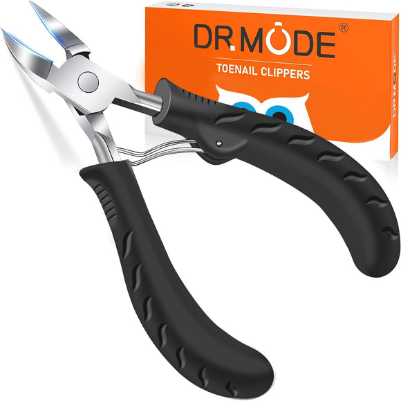 Nail Clippers for Thick & Ingrown Nails - DRMODE Professional Wide Opening Toe Nail Clippers Non-Slip Long Handle Toenail Clippers for Thick Toenails Sharp Curved Blade Nail Scissors for Men,Senior
