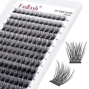 Lash Clusters 10-16mm 144pcs Mixed Tray Individual Lashes D Curl Individual Lashes Cluster Eyelash Extensions DIY Lash Extensions Eyelash Clusters Eyelash Extension Kit at Home (J03-0.07D, 10-16mm)