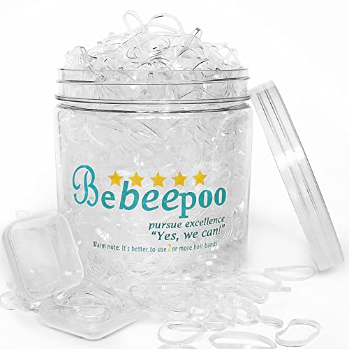 Clear Elastic Hair Bands?BEBEEPOO 2000pcs Mini Hair Rubber Bands with a big Box and a small box, Soft Hair Elastics Ties Bands 2mm in Width and 30mm in Length for Girls Kids Women