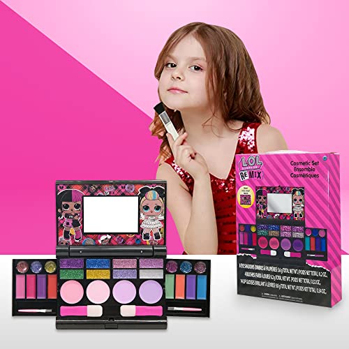 LOL Surprise Cosmetic Compact Set Includes Mirror, 14 Lip glosses, 8 Eye Shadow, 4 Blushes & 4 Brushes Safe & Non-Toxic Colorful Portable Foldable Makeup Beauty Kit for Girls, Townley Girl