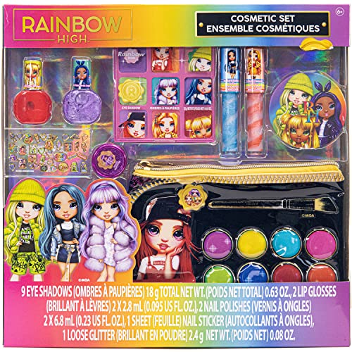 Rainbow High - Townley Girl Cosmetic Makeup with Palette Bag Set Includes Lip Gloss, Nail Polish & Eye Shadow and More! for Kids Girls, Ages 6+ Perfect for Parties, Sleepovers and Makeovers