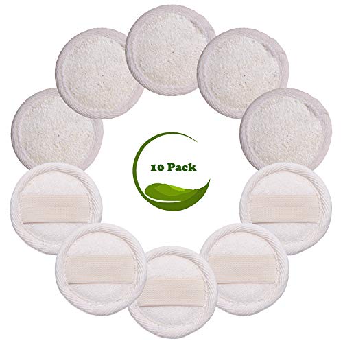Sportout 10 Packs Exfoliating Loofah Face Brush Cleanser and Massager, 100% Natural Loofah Sponge Manual Facial Cleansing Scrubber Handheld Pad, for Men and Women