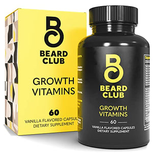 Beard Club - Beard Growth Vitamins - Grow A Thicker Fuller Beard, Fill in Patches - Biotin, Minerals, Multi-Vitamins That Support and Stimulate Healthier Facial Hair Growth